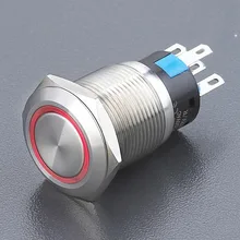 Мгновенное кольцос подсветкой металлический кнопочный переключатель 19 мм 1NO1NC