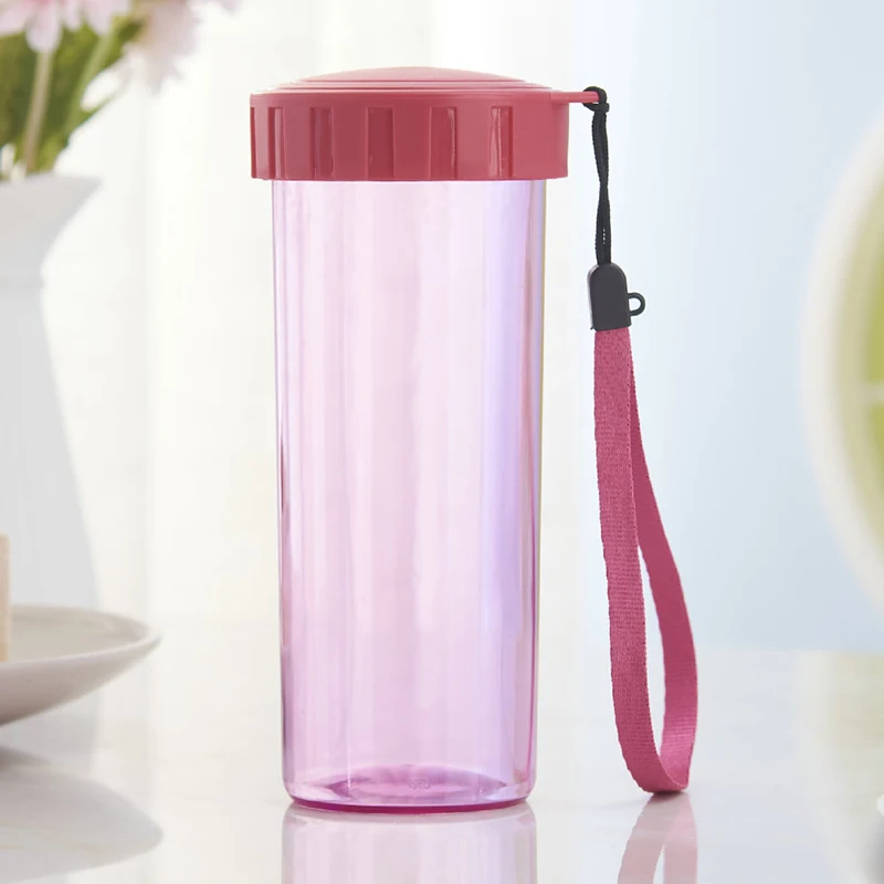 

1pc Candy Color Plastic Water Bottle Leakproof Drinking Bottle Outdoor Portable Transparent Sports Drinkware 430ml