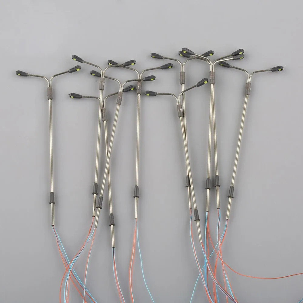 

10Pcs Scale 1:150 Dual Lamppost LED Model Street Lights Train Garden Layout