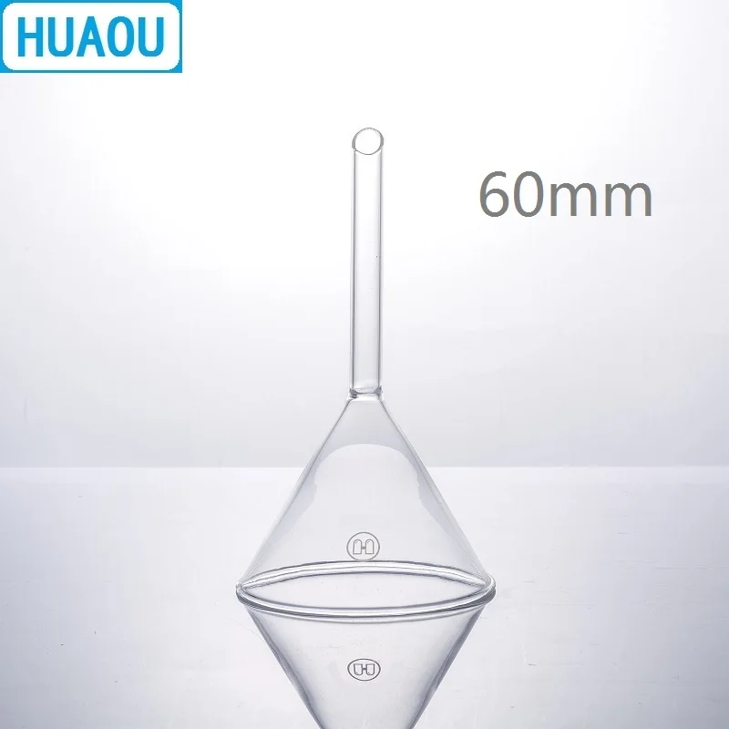 

HUAOU 60mm Funnel Short Stem 60 Degree Angle Borosilicate 3.3 Glass Laboratory Chemistry Equipment