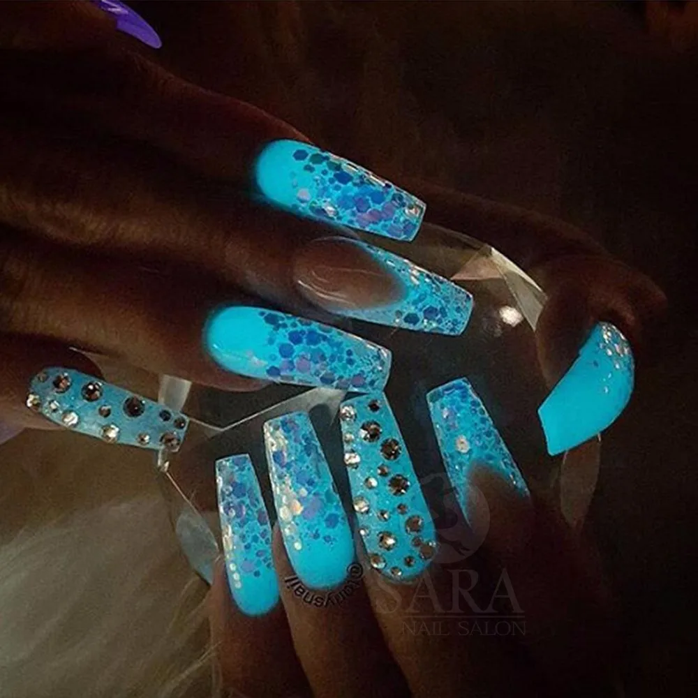 1 г ультратонкая флуоресцентная пудра для ногтей Неон фосфор красочный блеск для ногтей пигмент 3D светящаяся пыль украшения YS01-12-1