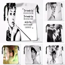 Пользовательские Одри Хепберн@ 0 мешки Drawstring печати для хранения мода путешествия мини-сумка Плавание Пеший Туризм игрушки мешок Размеры 18x22 см#180412-11-03