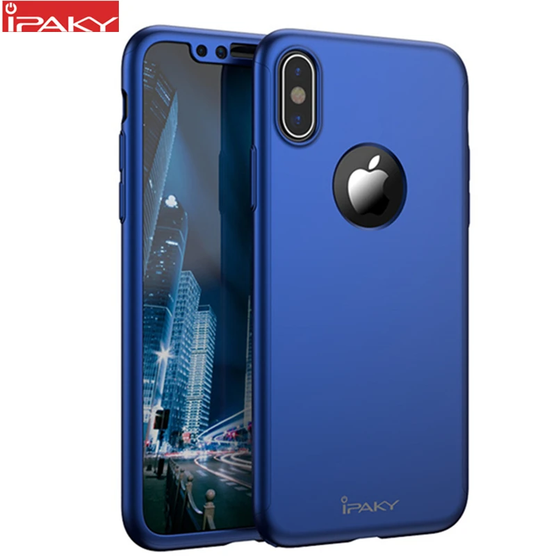 Чехол для iPhone X IPAKY брендовый чехол Apple Xs Max XR с защитной пленкой полным покрытием 360