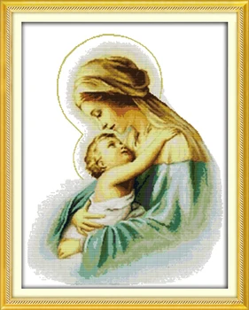

Holy mother & holy son 3 home decor Cross Stitch kits people 14ct white 11ct print embroidery DIY handmade needlework wall