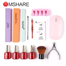 Набор для маникюра MSHARE, 20 шт., наборы для маникюра, базовый инструмент, 6 Вт, УФ Сушилка для ногтей, лампа, Гель-лак для ногтей, основа, без протирания, верхнее покрытие, гель, Vanish, набор