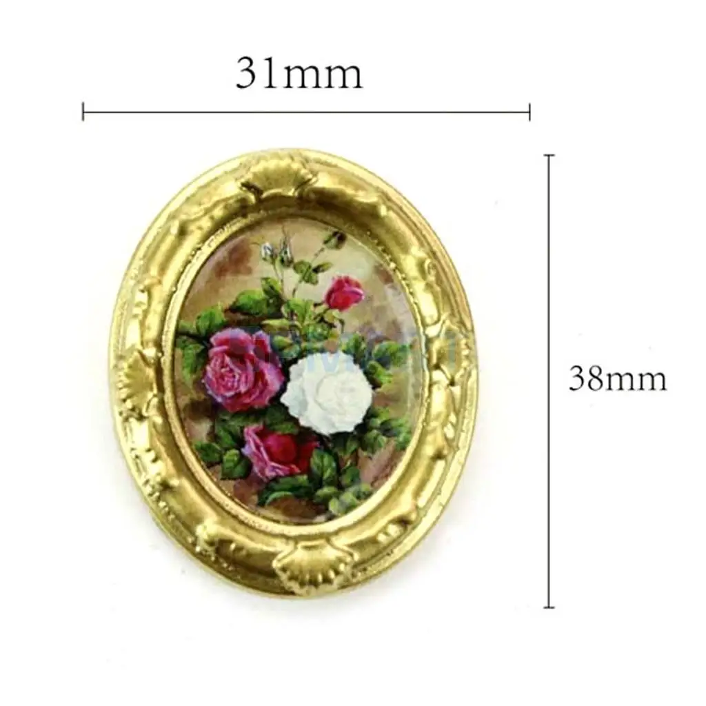 1:12 Vintage Dollhouse Metal Lady Picture Photo Frame Dolls House Living Room Miniature Furniture Decoration Accessories