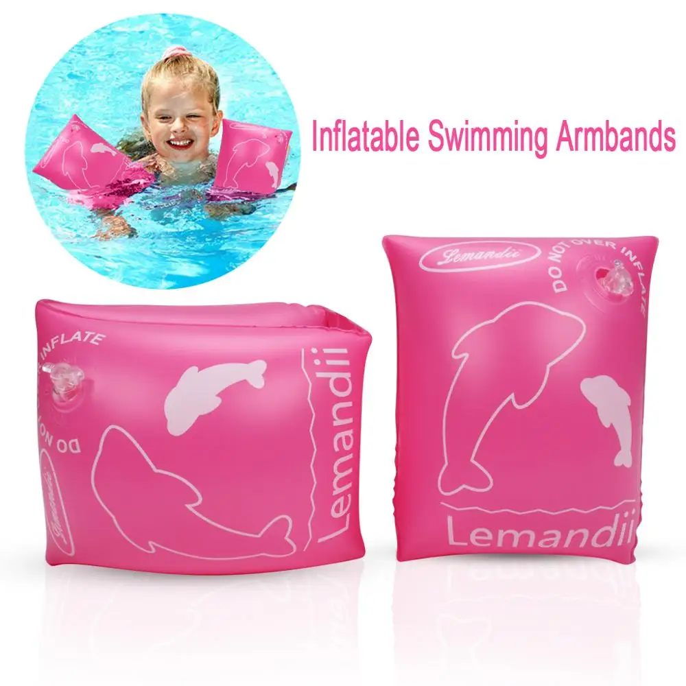 1X Pair of Inflatable Swimming Armbands Swimming Pool Roll up Rings