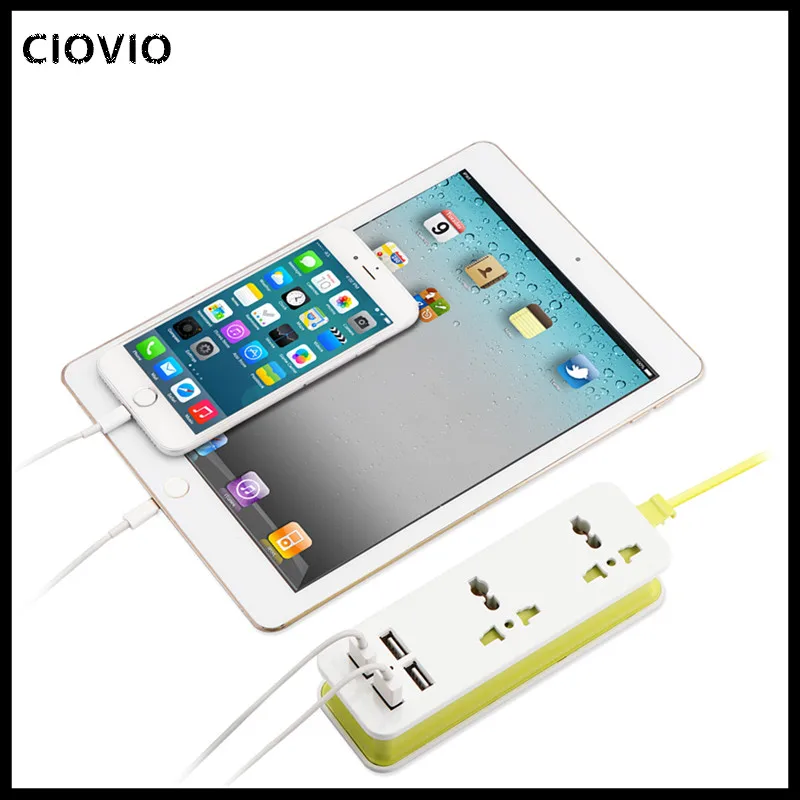 EU Plug USB Power Strip Electrical Socket Surge Protector Extension Sockets USB Smart MobilePhone