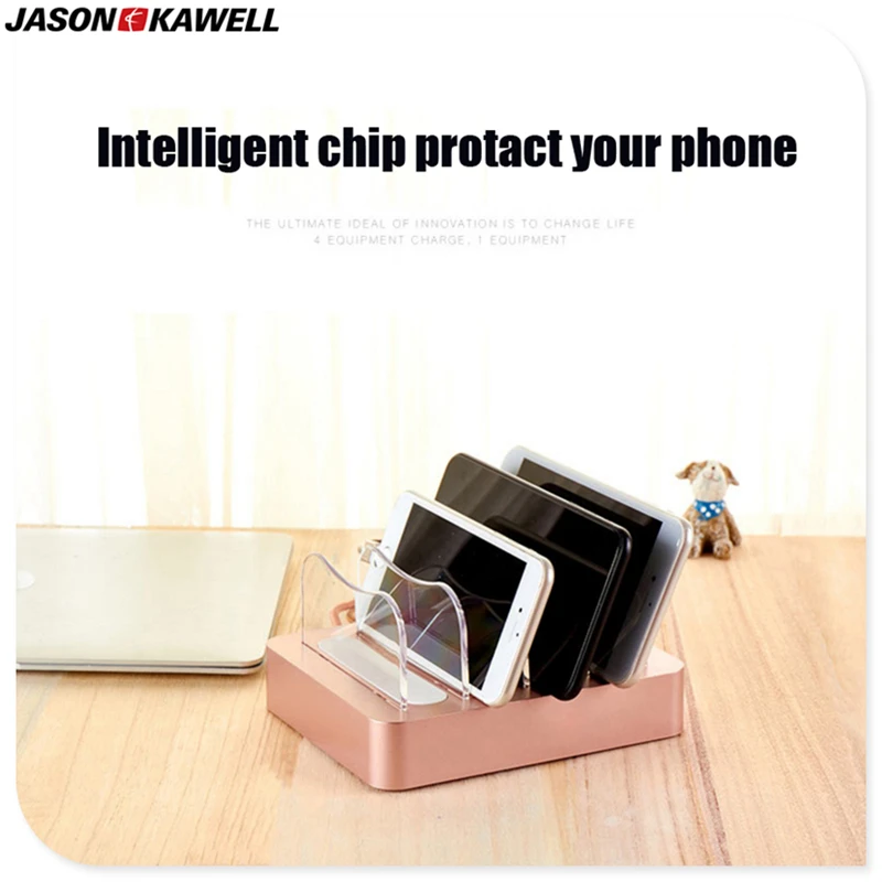 

10pcs a lot 4 USB Ports Mobile Charger Dock Quick Charging Station 5V 4A with retail package free shipping by express