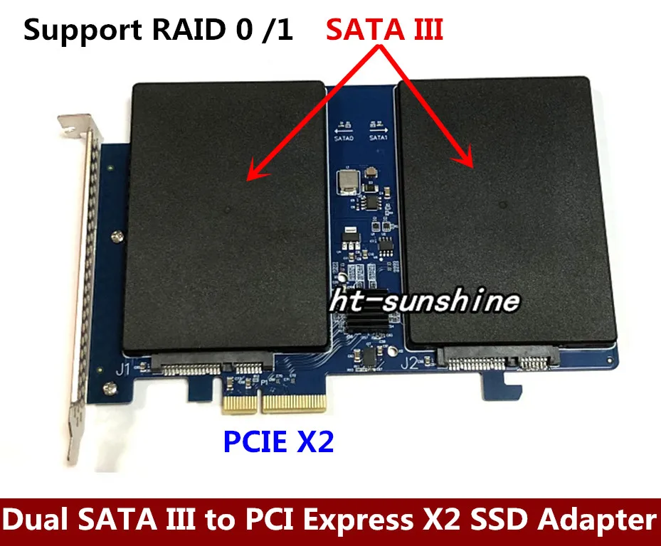 Marvell chipset Dual 2.5" SATA PCI e Controller Card PCI Express X2 to