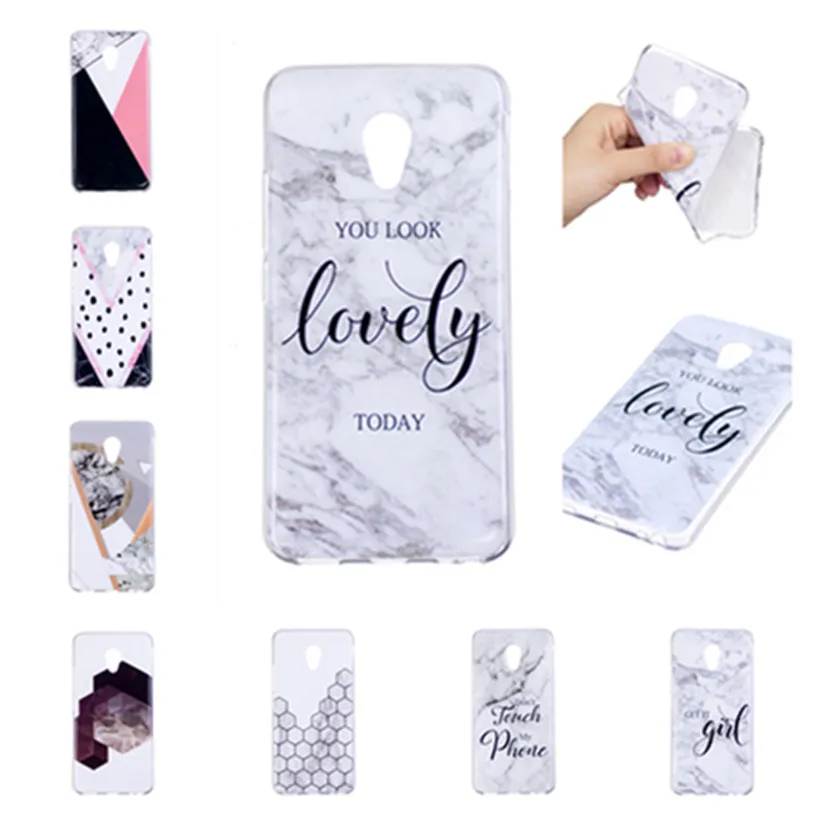 HEMASOLY Case For Meizu M3 Note Silicone M5 M5S Soft TPU Luxury Letter Marble Pattern Back Cover |