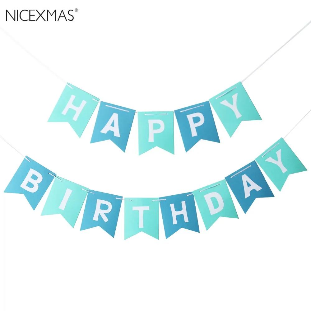 happy birthday banner chic white blue party decorations