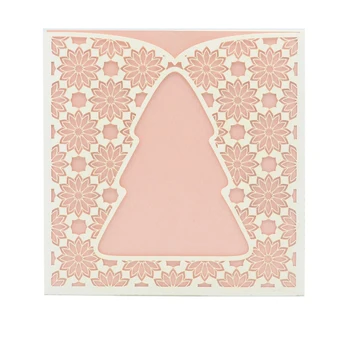 

Christmas tree laser cut high quality beige pearl paper for Christmas invitation card decoration