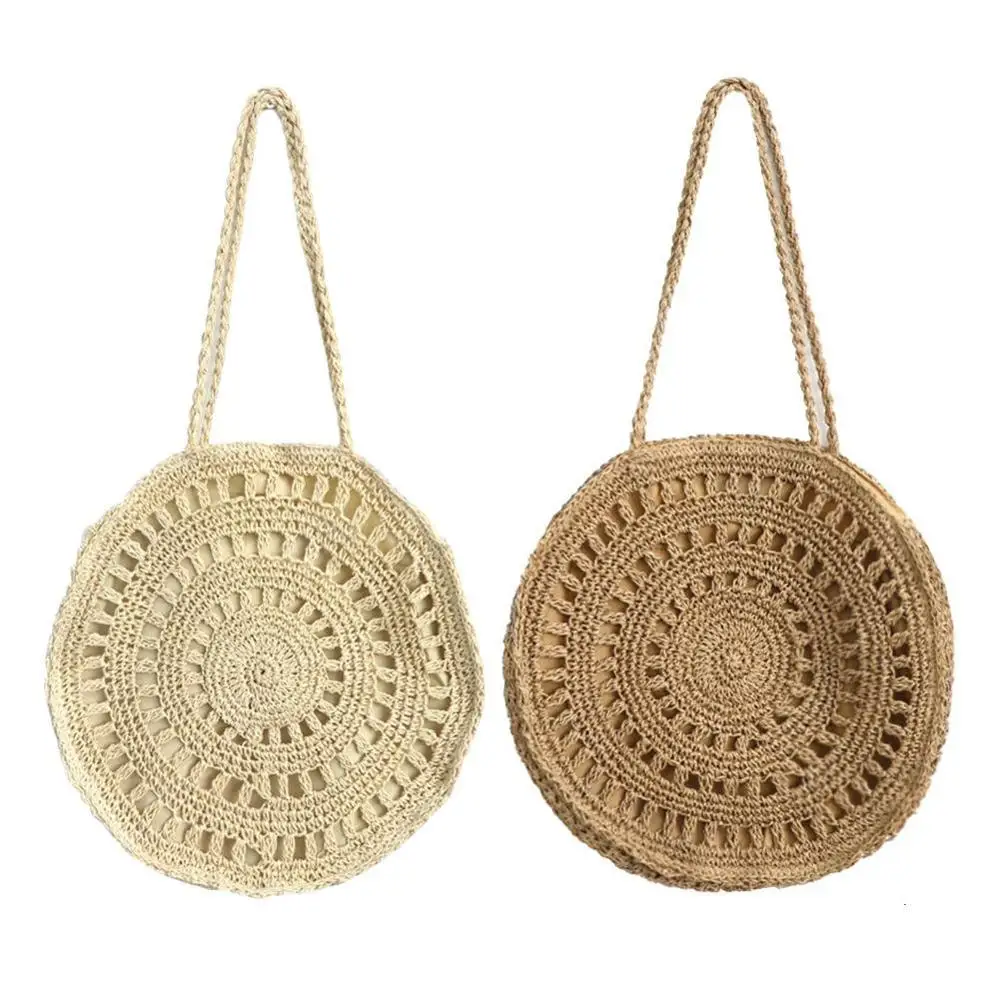 

Ins Popular Flower Paper Rope Woven Shoulder Bag Fashionable Ladies Beach Bag Summer Holiday Totes Straw Handmade Women Bags