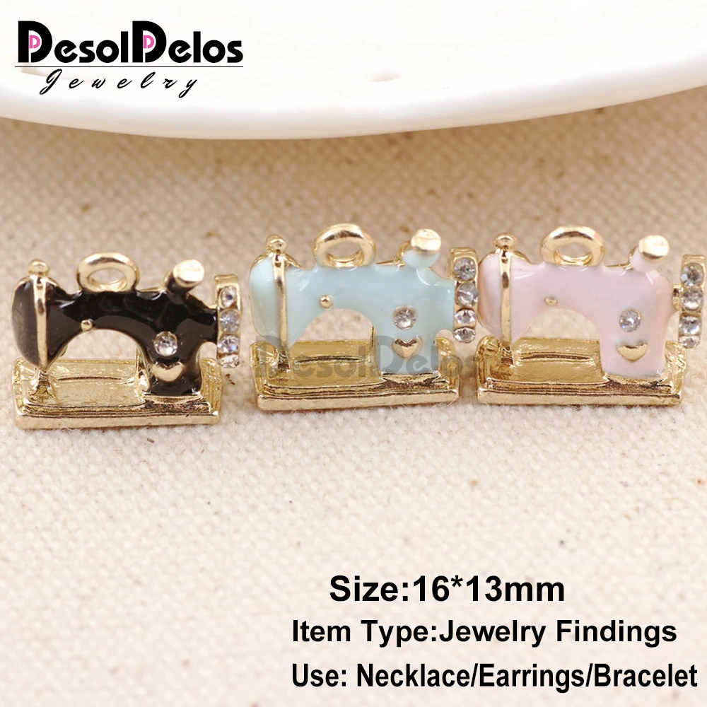 

10pcs Fashion Charms Enamels Sewing Machine Alloy Pendant Making Gift Hair Bracelet Necklace Jewelry Accessories DIY Craft 2019