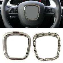 Хром ABS стикер руль отделкой эмблема в центре знак рамка аксессуары чехол наклейка для Audi A6 C6 A5 A4 B6 B7 B8 A3 S3 8P Q5 Q7