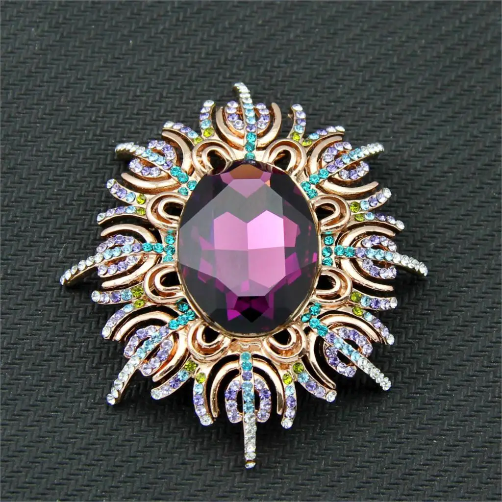 

Brooches Flower High Quality Rhinestones Crystal Brooches PinsWomen Fashion Flower Brooch Pins