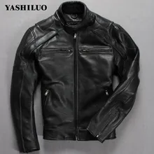 Для мужчин Топ черепа натуральная кожаный мотоциклетный костюм первый слои из воловьей кожи мотоциклетная куртка специальные