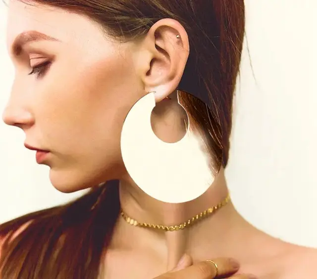 Gereit Exaggerated Indian Gold Geometric Circle Statement Gereit Exaggerated Indian Gold Geometric Circle Statement Earrings Women Oversize Large Hoop African Dubai