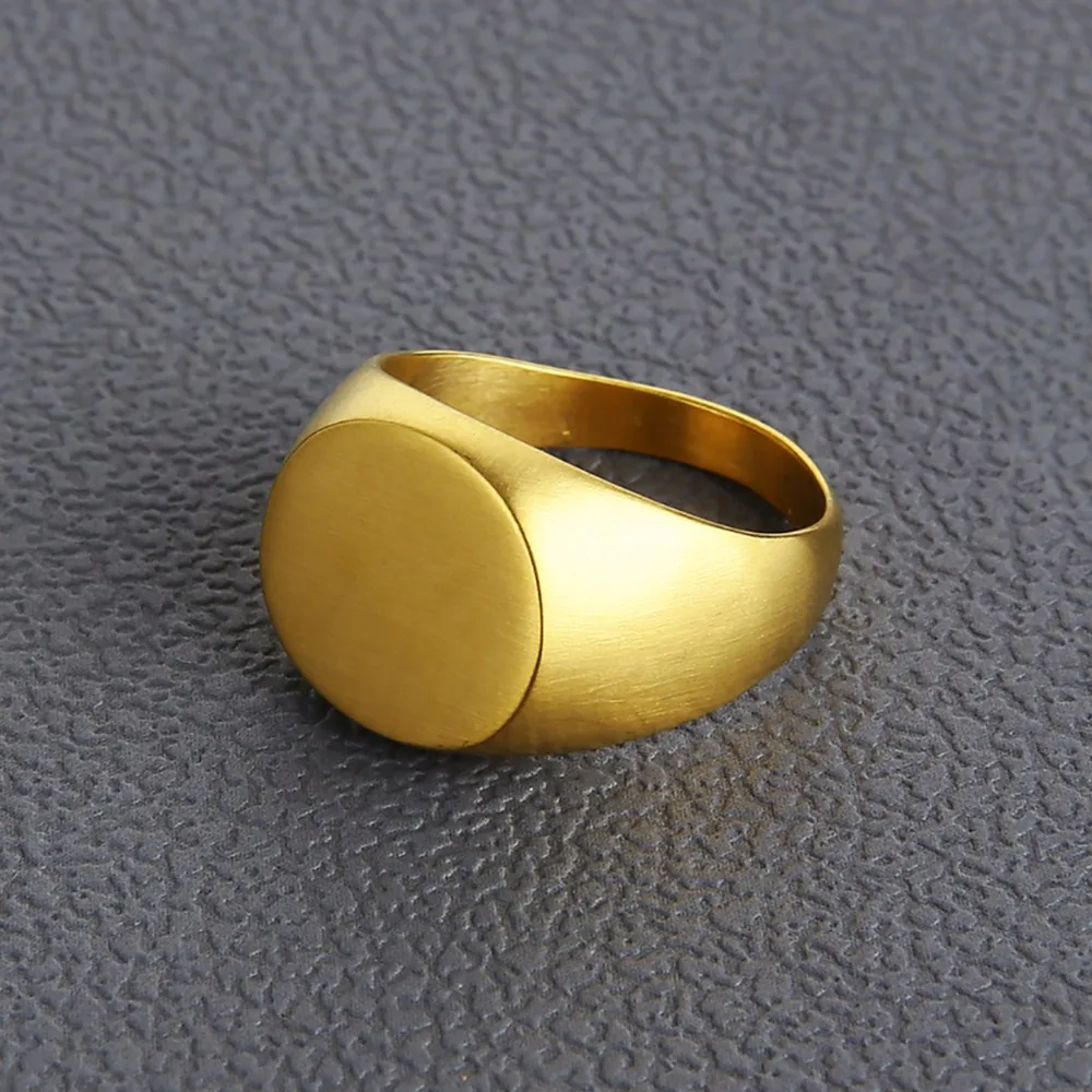 EdgLifU мужское кольцо с печаткой, простое овальное матовое Золотое уплотнительное кольцо из нержавеющей стали, модное кольцо с печаткой для мужчин, Anel ювелирные изделия