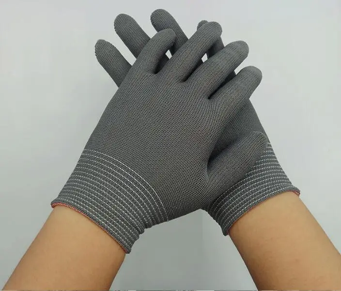 1pair White 13 pin thin nylon gloves core gray black electronics