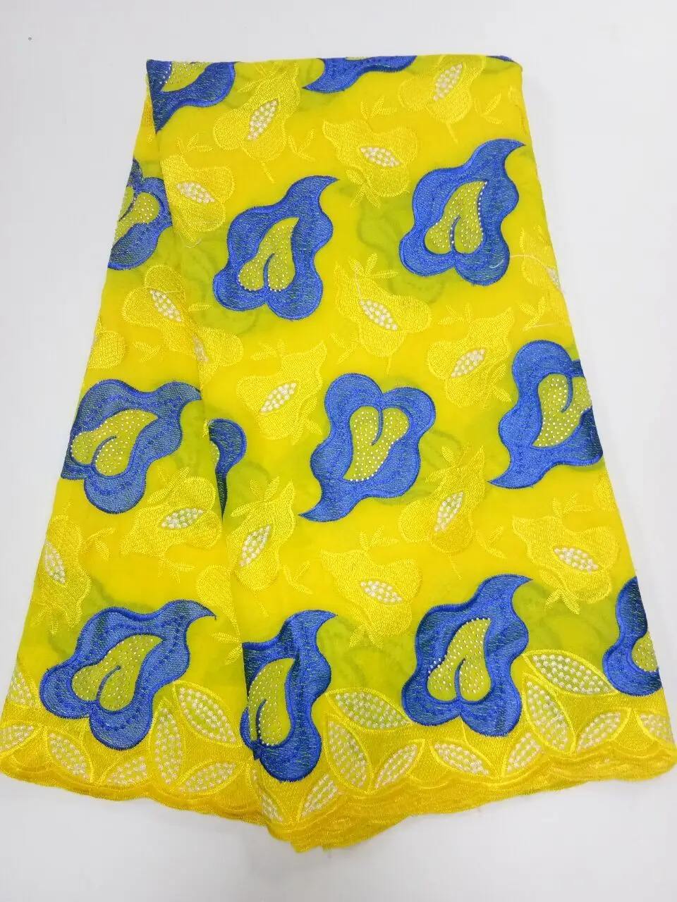 

High Quality African Swiss Voile Lace Fabric With Stones Yellow African Nigerian Swiss Cotton Voile Lace Fabric For Clothes