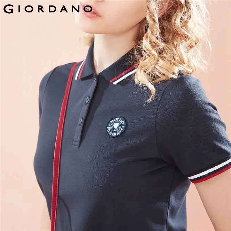 Giordano хлопковое платье Polo с вышивкой на груди, выполнено из натурального хлопка и лайкры,есть несколько вариантов цветов и моделей данного платья, широкий размерный ряд