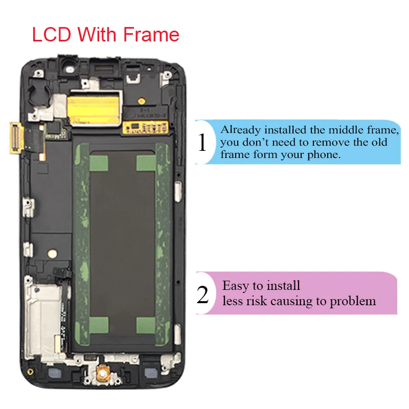  For Samsung Galaxy S6 Edge LCD G925 G925F SM-G925F LCD Display Touch Screen Assembly With Frame For