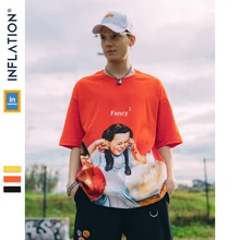 INFLATION летние мужская одежда мужская футболка Винтажные мужские футболки в стиле хип-хоп уличная толстовка футболка с круглым вырезом мужские футболки с короткими рукавами свитшот 9174 S