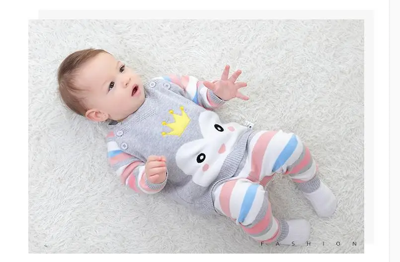 Knit Sweater Spring and Autumn Sweater Suit Newborn Cardigan Jacket Baby Knitwear 2