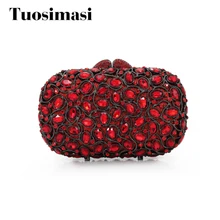 Роскошные вечерние клатчи цвет красный ручной работы кристалл кошелек женские вечерние сумки красный цвет сумки(88192A-RB