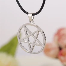  Black Butler Necklace Pentacle Pentagram Pendant Lucifer Satan Logo Sign Silver Color Supernatural Amulet Jewelry Men Wholesale 