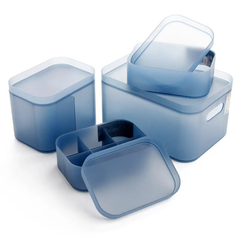 

Thickened Covered Storage Boxes Creative Transparent Modern Simple Desktop Plastic Cosmetic Sundries Desktop Finishing Organizer