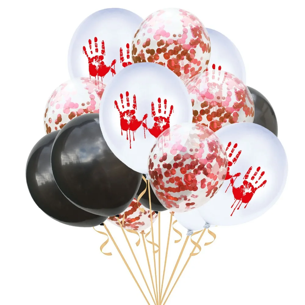 

15pcs 12inch Blood Handprint Blood Footprint Halloween Party Decor Air Latex Balloons Decoration Wedding Ballon Party Supplies
