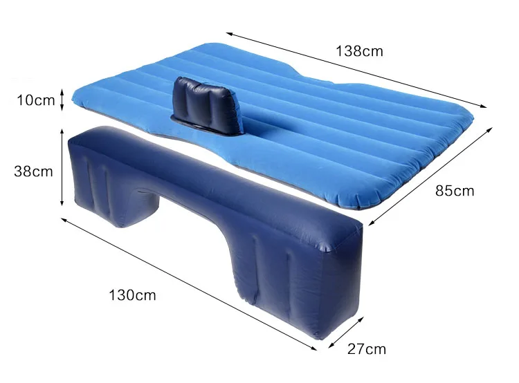 Coche colchón de aire inflable Camping natación viaje Universal asiento trasero cama Auto dormir cama de aire cubre gris oscuro/ beige/azul