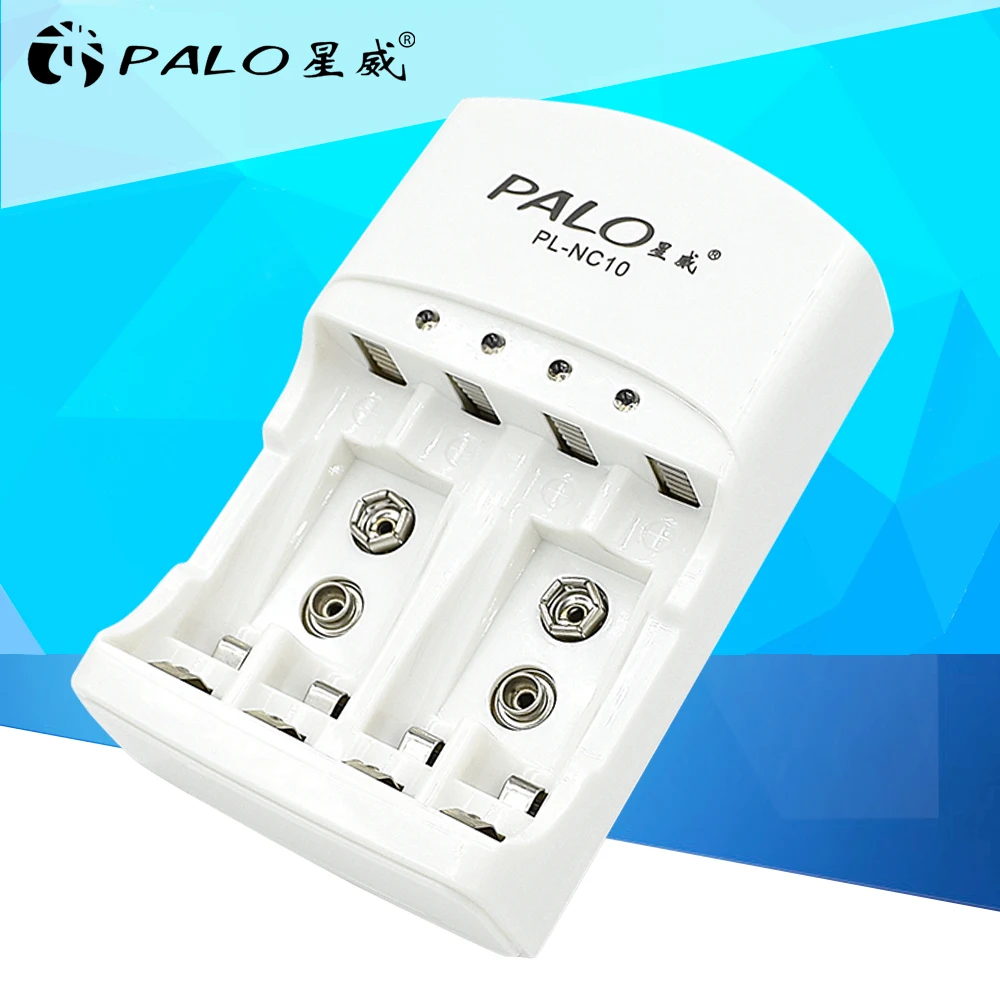 PALO 4 Slots Battery Charger for AA/AAA 9v (6F22) Ni-MH/Ni-Cd Rechargeable Batteries EU US Plug Portable Charging battery charger battery charger adapter