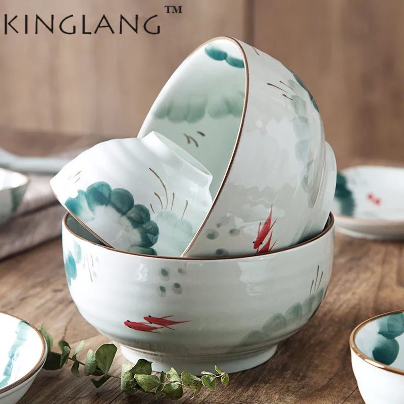 1pc Vintage Chinese Ceramic Bone China Hand Painted Deep Under Glazed Rice Soup Bowl Dinner Dish