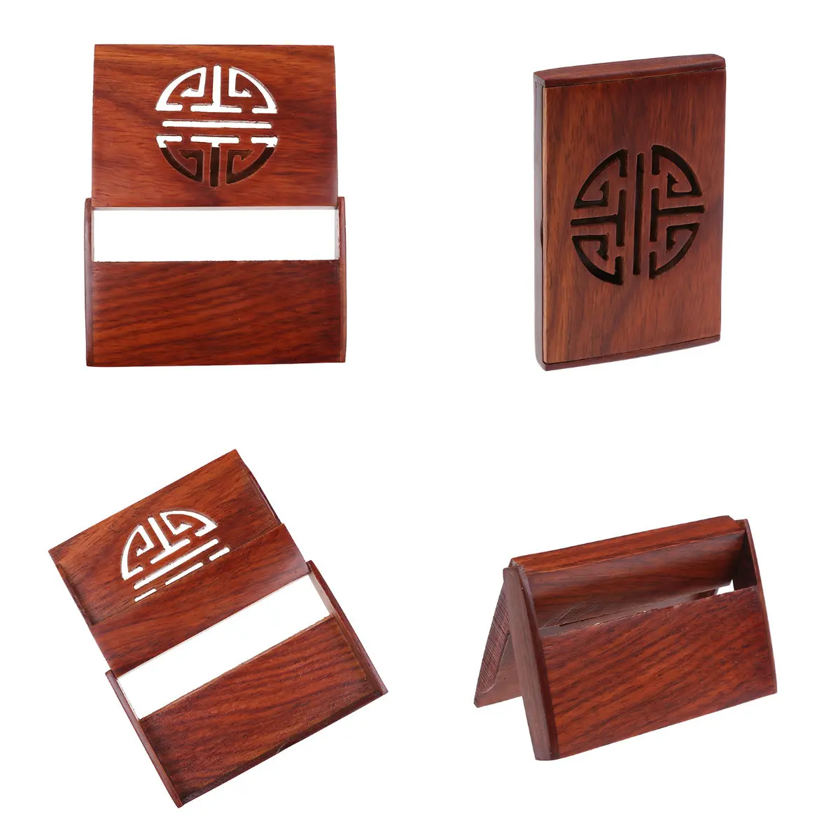 1PC Wooden Name Card Business Card Holder Handmade Box Storage Id