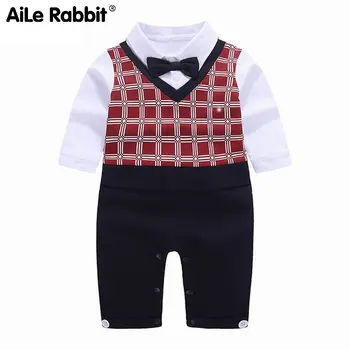 

AiLe Rabbit with Children's Clothing Male Baby Ha Clothing Long-sleeved Gentleman Bow Baby Romper Suit 16001 Children Clothes