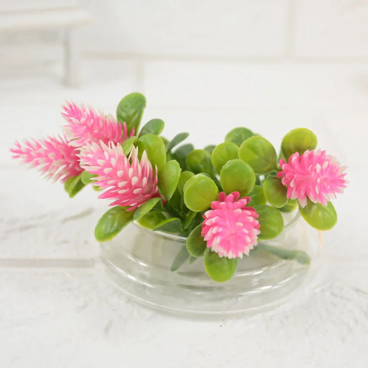 

20pcs Plastic artificial holly leave with flower buds plastic flower head with hole for home decor