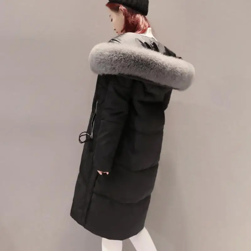 new 2018 High Quality Womens White Duck Down Jacket Black Hooded Winter Coat Female Long Parkas Slim Woman Down Coats LY708