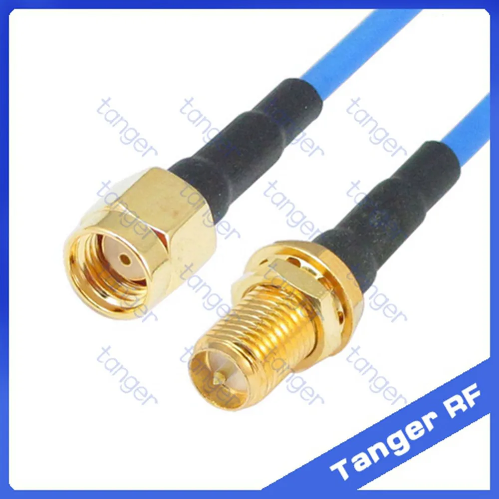 

Hot sale two RP-SMA female to male straight connector with RG405 RG086 Coaxial Jumper blue cable 8 inch 8" 20cm RF Low Loss Coax