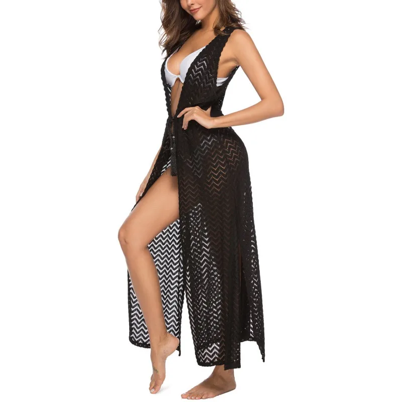 

2019 Women Summer Beach Wear Tunics Bathing Suit Crochet Cover Ups Swimwear Cover-Up Hollw Out Floor Length Suits Dress