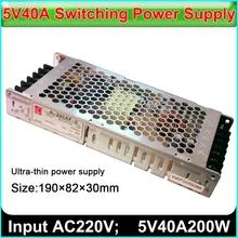Ультра-тонкий импульсного источника питания 5v40A200w, входное напряжение 110 v/230 v, открытый Крытый полноцветный светодиодный дисплей специальный блок питания