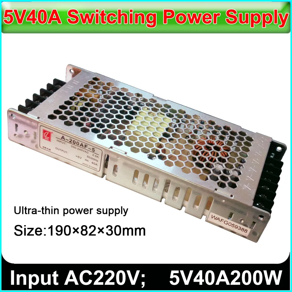 Сверхтонкий выключатель питания 5v40A200w входное напряжение 110В/230В полноцветный