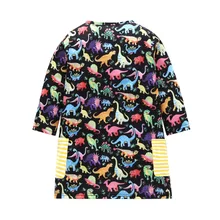 Новинка; Рождественская одежда для маленьких девочек; Нижняя рубашка; милое платье с длинными рукавами и принтом динозавра; цельнокроеные Детские платья для девочек