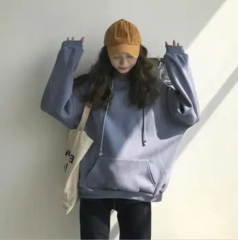 

Fashion women's hoodies autumn winter coat multicolor long-sleeved jacket loose hood fleece hooded tops thick warm wild outer