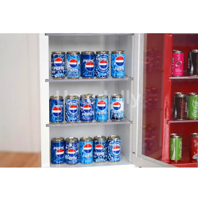 Wooden 1:12 Cute MINI Dollhouse Miniature Refrigerator Play Doll Food Drink Toy Store Home Decoration Furniture Accessories 2