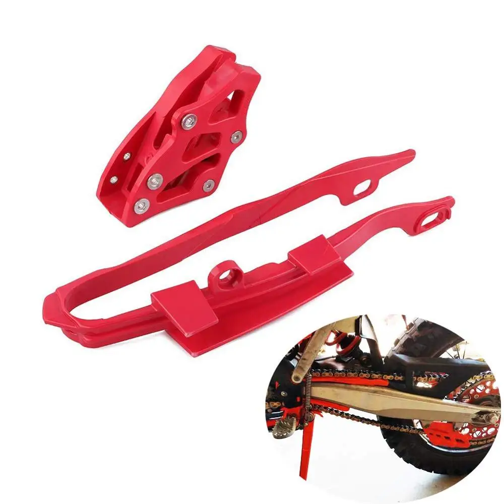 

Motorcycle Red Plastic Chain Slider Guide Protector + Chain Guide Guard For HONDA CR125R CR250R CRF250R CRF450R CRF250X CRF450X