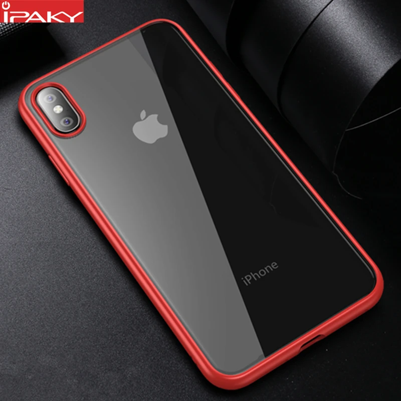 Чехол IPAKY для iPhone XS MAX Простой Прозрачный ударопрочный чехол из ТПУ + ПК гибридный